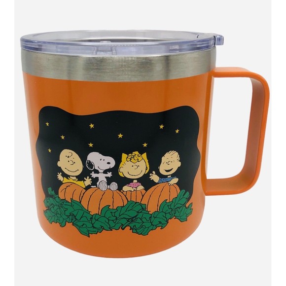 NEW Halloween Peanut Snoopy Great Pumpkin Insulated Steel Travel Coffee Mug Tea - Picture 2 of 10